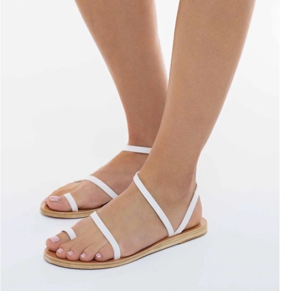 Ancient Greek Women's Cream Strappy Flat Sandals